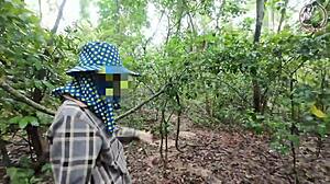 Amateur thai villagers fuck in forest public 4k