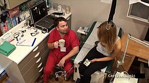 a shocking treatment for potheads involving maria in backstage scenes. she faces humiliation with gloves and handcuffs.