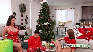 Holiday Family Hump Threesome With Mommy And Teen