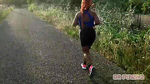 Ruiva with giant ass gets filmed training by her lover