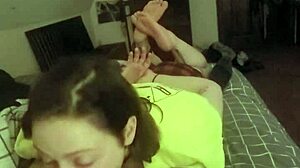 I'm laying on my belly and deepthroating this big cock so good