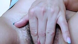 Solo Girl Fingers Hairy Pussy To Shaking Legs Orgasm!