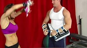 sporty muscular wife cheats on hubby after finding his porn stash