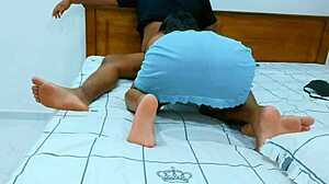 Indian hot milf bhabhi gets caught in a quickie creampie with her student. Close up on her big ass.