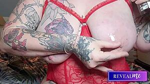 i, uh, this voluptuous milf does a solo with huge tits, dildo, boobjob, fingering, and explosive orgasm