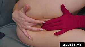 Katie kush gets caught masturbating in lingerie, leading to rough doggystyle sex.