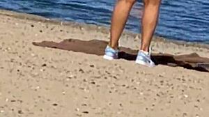 Juicy Asian Teasing on Hidden Beach Candidly