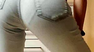 Homemade Petite Blonde Stripteases In Tight Jeans