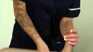 clothed babe tugs on that small cock in heels