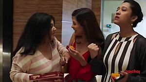 Indian celebrity gets caught in a cheating moment with doggystyle action featuring Rachel White and Riya Ren