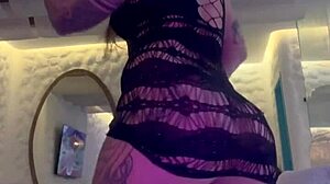 Latina Tattoo Girl Flashes Tits in Motel Room!