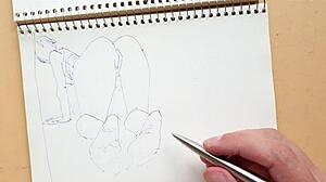 Quick sketch of doggy-style foot fetish in sketchbook