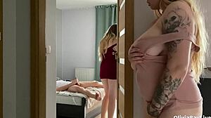 Twin step sister watches other fuck then joins with huge boobs