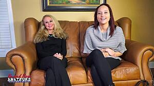 Coed Cuties Kennedy And Carlee Suck Dick And Get Pounded In Lesbian Interracial Fun?