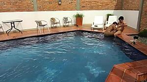 Latina brunette on holiday in Florida performs ass licking and rimjob with her step-nephew, big ass action.