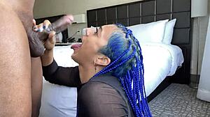 Sloppy blowjob ends with cum facial!