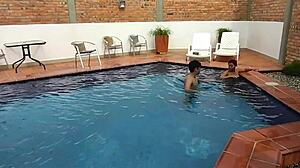 Latina brunette on holiday in Florida performs ass licking and rimjob with her step-nephew, big ass action.