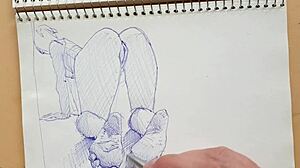 Quick sketch of doggy-style foot fetish in sketchbook