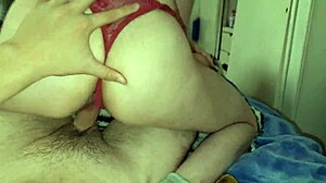 She notices her partner in bunny shorts and persuades her to ride cock publicly, bent over