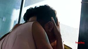 Indian celebrity gets caught in a cheating moment with doggystyle action featuring Rachel White and Riya Ren