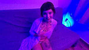 Cute alt teen 18+ fucks lucky guy, mouth filled with cum