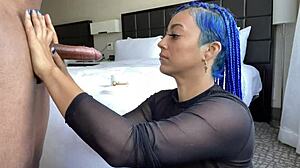 Sloppy blowjob ends with cum facial!