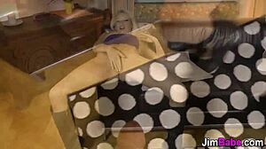 Young euro chats with old man in pov style.