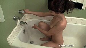 sexy kitty masturbating her pussy to climax in pool shower orgasm