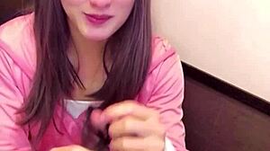 asian shemale masturbates while crossdressing!