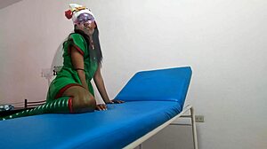dressed as goblin in massage parlor, waiting for boyfriend's sex