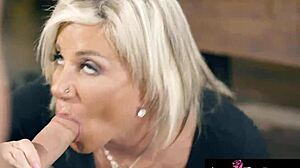 Older woman gagging on young man meat, wet for pounding mature pussy