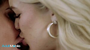 busty milf intensely dives into babes shaved pussy making her moan loudly