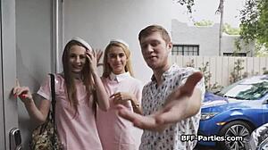 Teen Flight Attendants SPREADING For FAT Cock