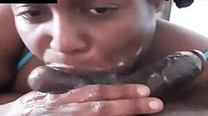 Sloppy blowjob leads to cum in mouth swallow