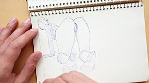 Quick sketch of doggy-style foot fetish in sketchbook