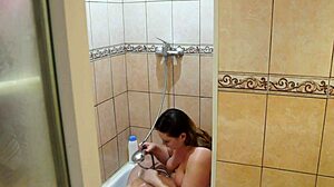 Chubby BBW Solo Fetish Washing Wet Pussy In Shower