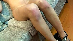 Asian Ladyboy Fingers Ass and Yanks Tranny Dick!