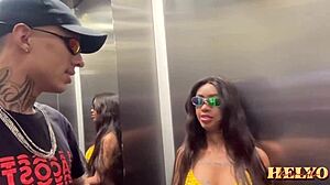 Brazilian teen pays debt by letting tattooed guy eat her pussy bareback