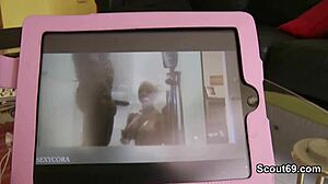 German teen caught masturbating helps with dirty talk pov