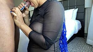 Sloppy blowjob ends with cum facial!