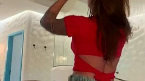 Latina Tattoo Girl Flashes Tits in Motel Room!