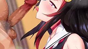 Ookami Mio Hololive Vtuber Gives Sloppy Blowjob