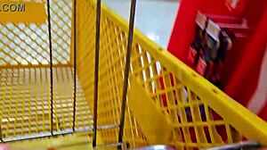 Colombian milf hotwife flashes big ass in Medellin supermarket while cuckold husband films