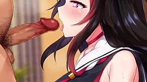 Ookami Mio Hololive Vtuber Gives Sloppy Blowjob