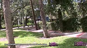 Brunette Flashes Big Tits Publicly