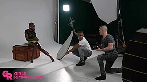 Ebony MILF Zaawaadi Submitting to Monster Cock Blowjob