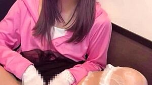 asian shemale masturbates while crossdressing!