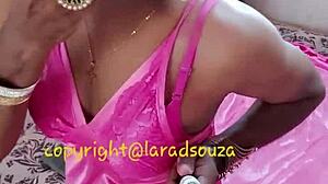 indian crossdresser model lara dsouza in pink satin nighty 😏