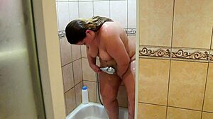 Chubby BBW Solo Fetish Washing Wet Pussy In Shower