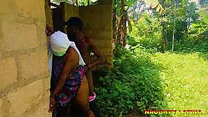 Step brother fucks neighbor in quick doggystyle outdoor rough sex.